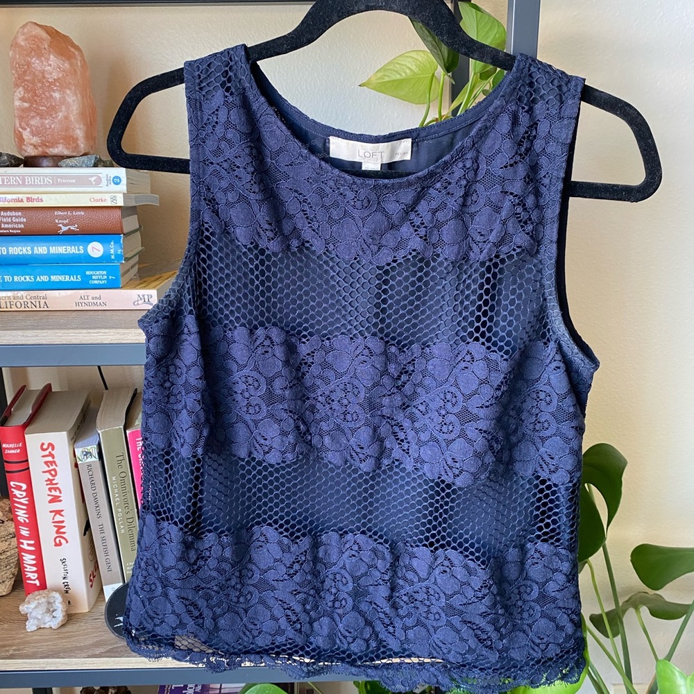 Navy lace blouse (tank top)